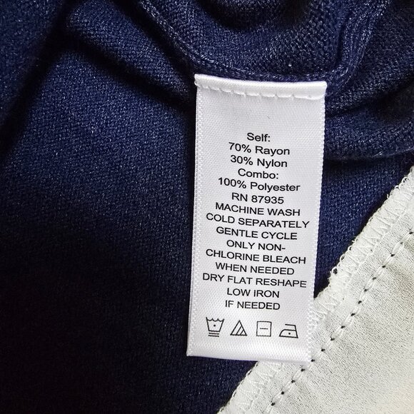 Susan Graver Rayon Nylon Sweater with Feather Weave Combo Navy Blue 1X A269223 - Picture 7 of 8